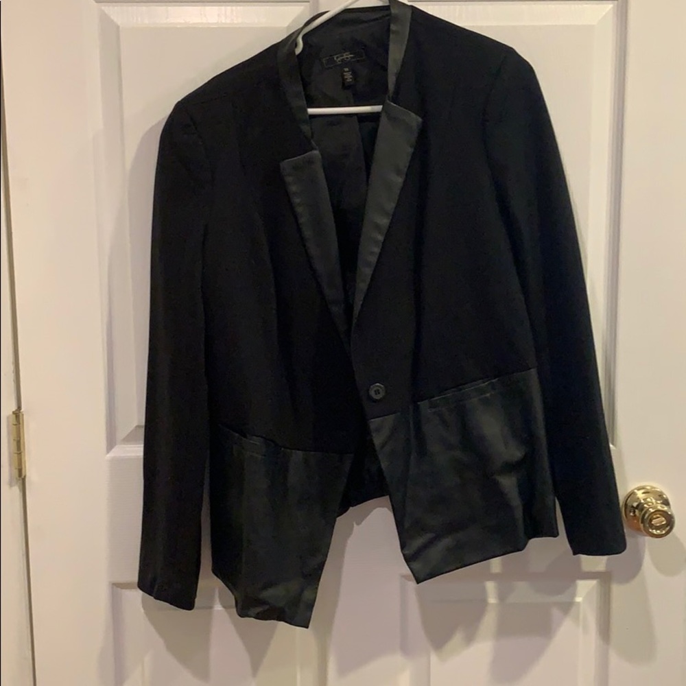Jessica Simpson Plus Size Leather Peplum Blazer